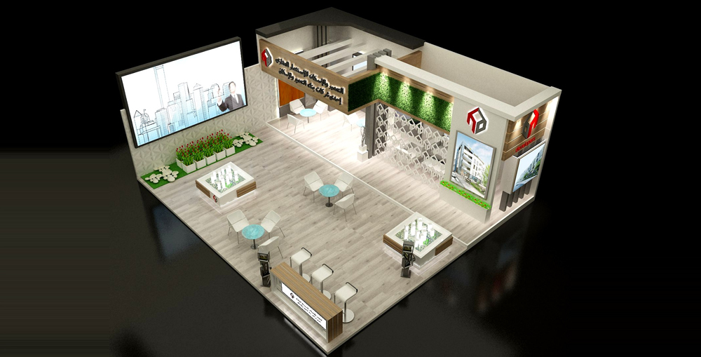 Exhibition Stand Design Process: 3D Modeling and Floor Plan